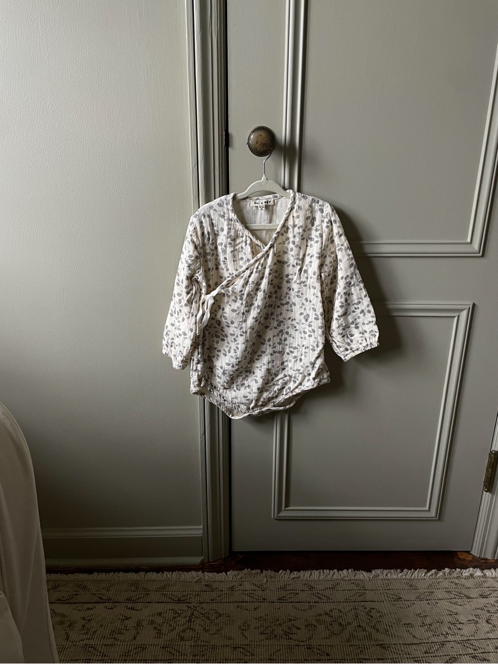 Eli & Nev Wrap Romper in Cream with Leaf Print - 18-24 months